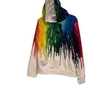 Multicolor Rainbow Paint Drip Hoodie By Newcosplay Girl's Size XL